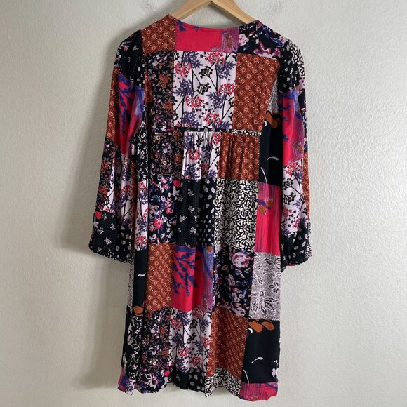 Anthropologie One September Womens Small Arcata Patchwork Dress Long Sleeve - Picture 9 of 10